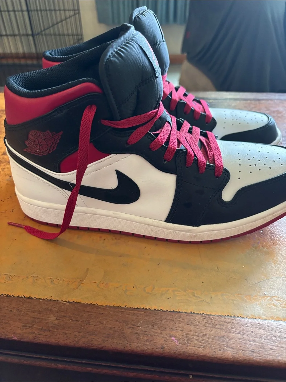 Jordan High-Top Sneakers — Black, White & Red